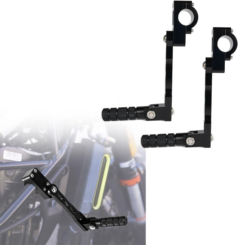 Xitomer Adjustable Highway Peg Mounts Rider Adjustable Footpeg Kit Long Angled Adjustable Highway Peg Mount Kit Engine Guards Crash Bars Footrest Mounting Brackets Arms (Black,130Mm)
