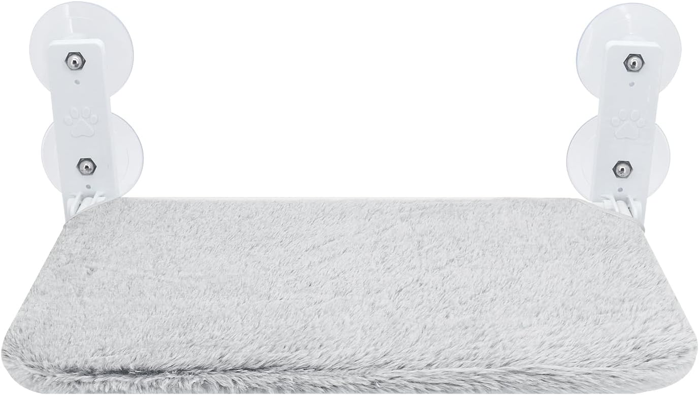 Cat Window Perch, Wireless Cat Window Hammock Foldable with 4 Suction Cups Fixed Frame Breathable Mesh Cat Window Seat Cat Beds (Grey, 45 X 30 Cm)