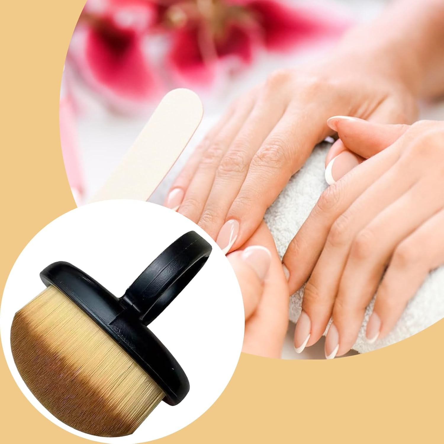 Finger Ring Nail Dust Brush | 1.6 Inches Powder Remover Brush | Nail Dust Remover | Soft Manicure Art Supplies Makeup Tool for Travel, Vacation, Outdoor, Home, Salon