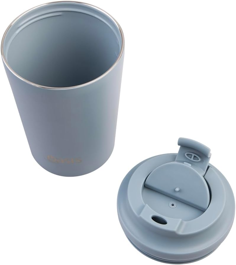 Oasis Ceramic Lined Stainless Steel Double Wall Insulated Coffee Cup 360Ml - Hazy Blue