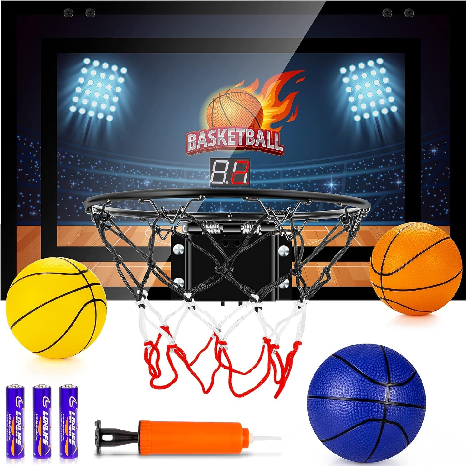 Indoor Basketball Hoop Sports Fan Backboards for Kids and Adults Door Room Basketball Hoop Mini Hoop with 3 Balls Basketball Toys for Boys Girls Adults