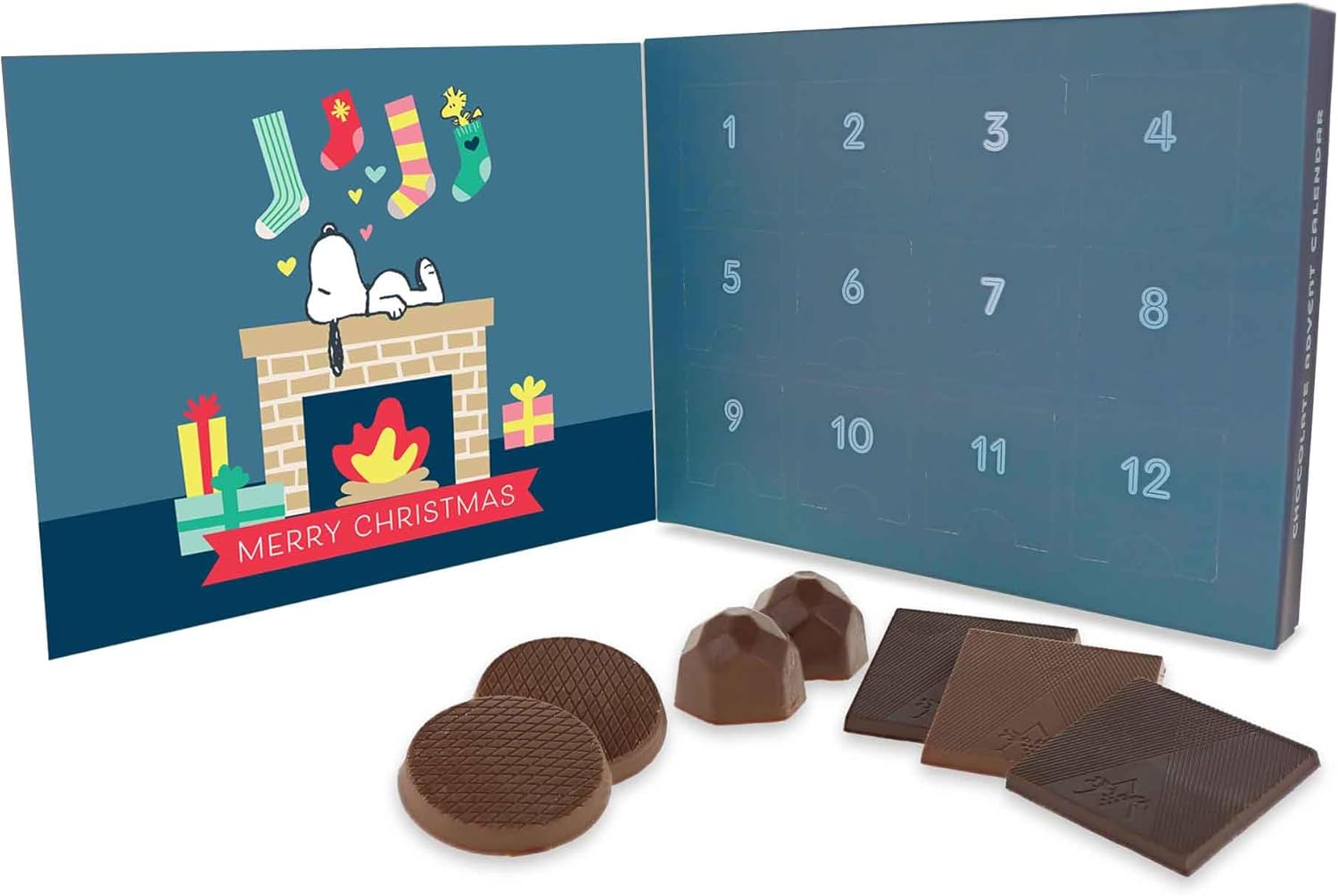 Peanuts Chocolate 12 Days of Snoopy Christmas Advent Calendar 2024 | Charlie Brown Woodstock Countdown | Holiday Gifts for Kids Adults Men Women | 12 Day Assorted Dark, Milk Truffle, Milk Toffee, Mint image number 6