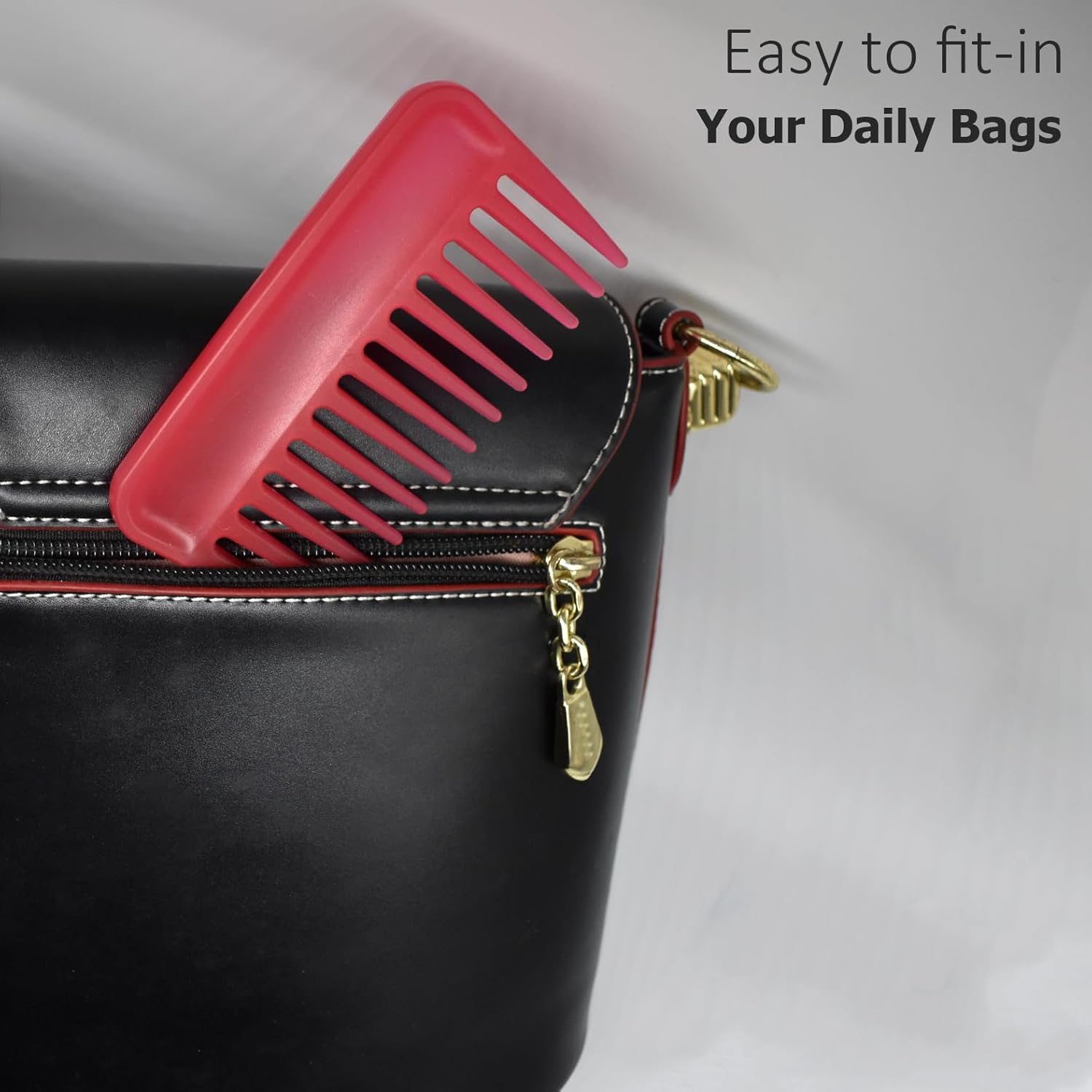 Professional Hair Comb, Streaker Texture Pocket Size Detangling Combs for All Hair Types, Women, Men, Kids, Home, Office, Car, Travel, Handbag, Gym Bag (Red, 1)