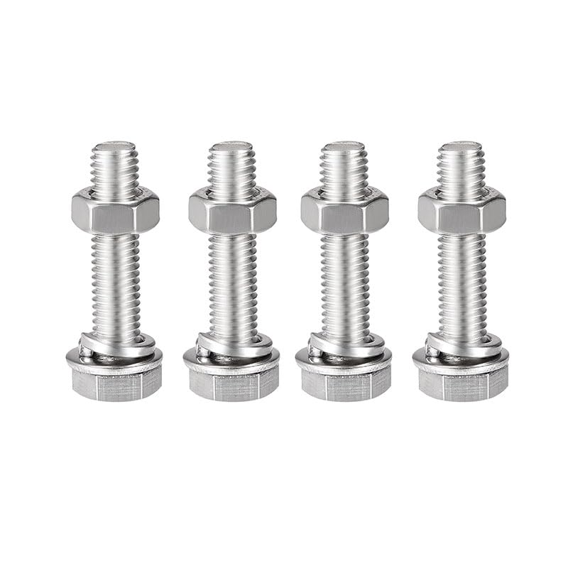 4Pcs M8 X 35Mm Stainless Steel Bolt Kit - Hex Head Screws with Nuts & Washers for Bike/Motorcycle/Garden DIY Repairs, Fully Threaded Rust-Resistant Hardware Set image number 1