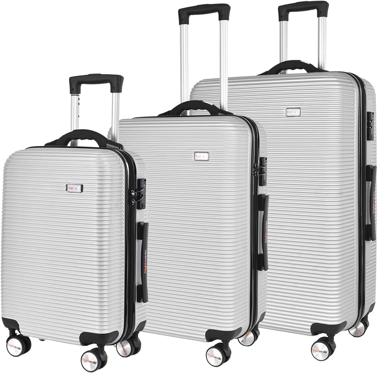 Lightweight Luggage Suitcase with Digital Weighing Scale & USB Charging Port - Tsa-Approved Travel Bag with Silent Wheels & Durable Iron Tie Rod Black (3 Size Set)