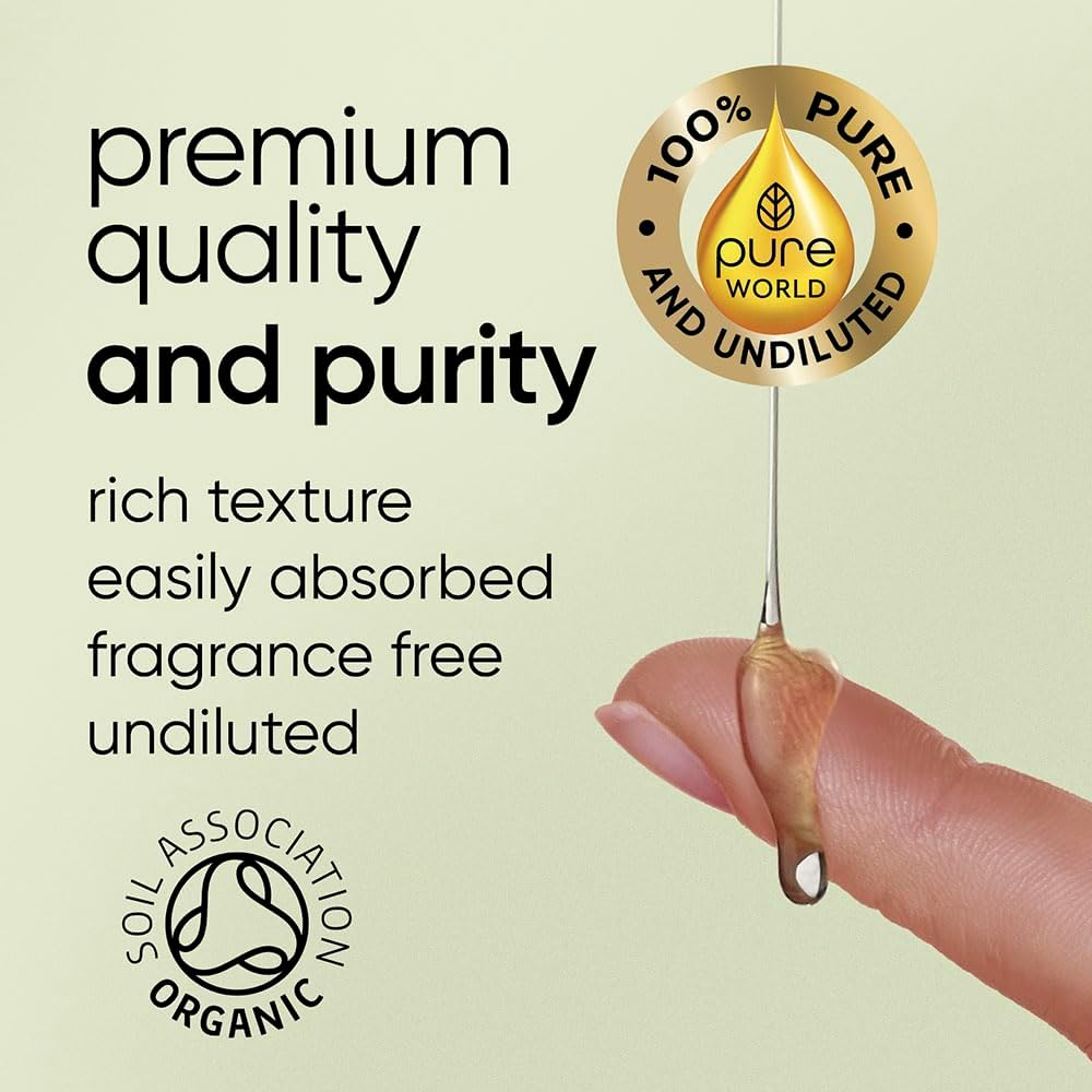 Pure World Natural Organic Castor Oil 250Ml Premium Quality Cold & Fresh Press Glass Bottle Hexane Free for Hair, Skin - Ideal for Moisturizing, Conditioning, and Eyelashes & Eyebrows- Food Grade image number 2