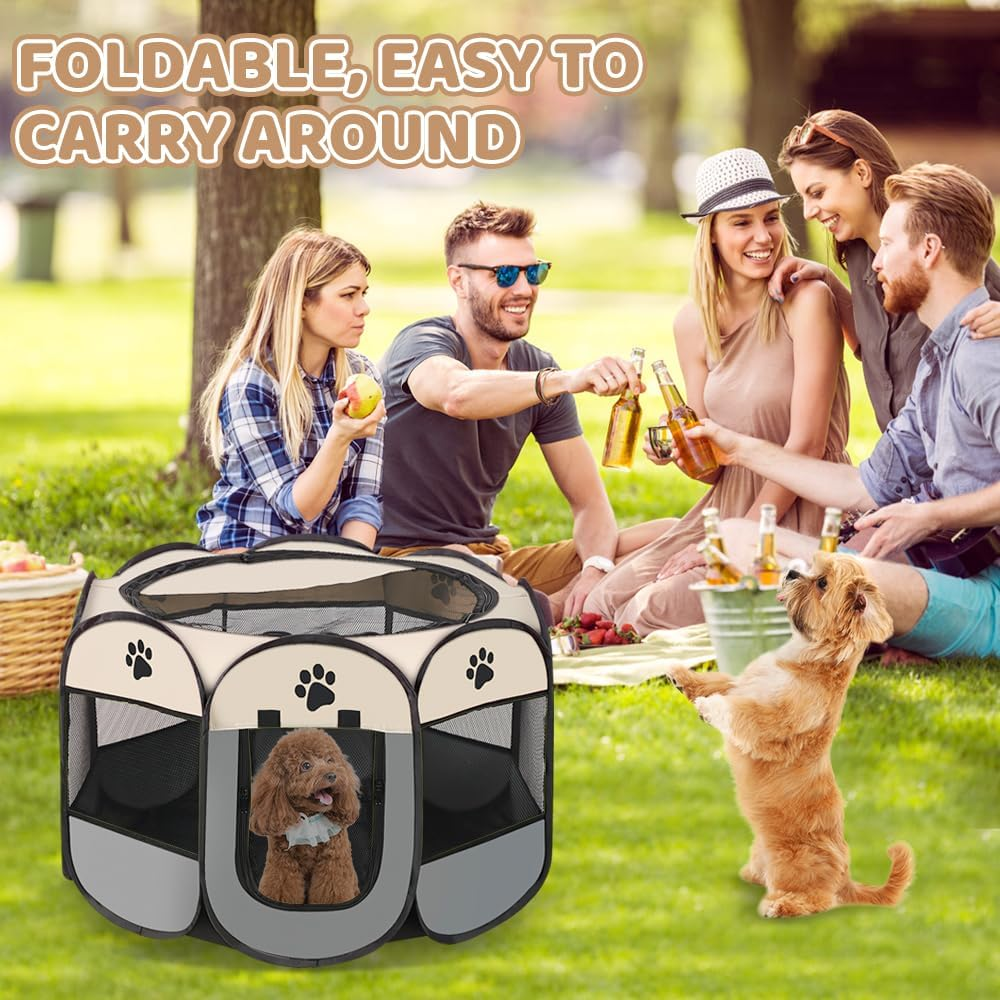 YANGUN Dog Playpen, Puppy Playpen, Pet Playpen, Foldable, Portable Playpen for Home, Dog Kennel, Playpen for Dogs, Cats, Rabbits, Small Animals, Indoor and Outdoor, 74 X 74 X 43 Cm image number 3