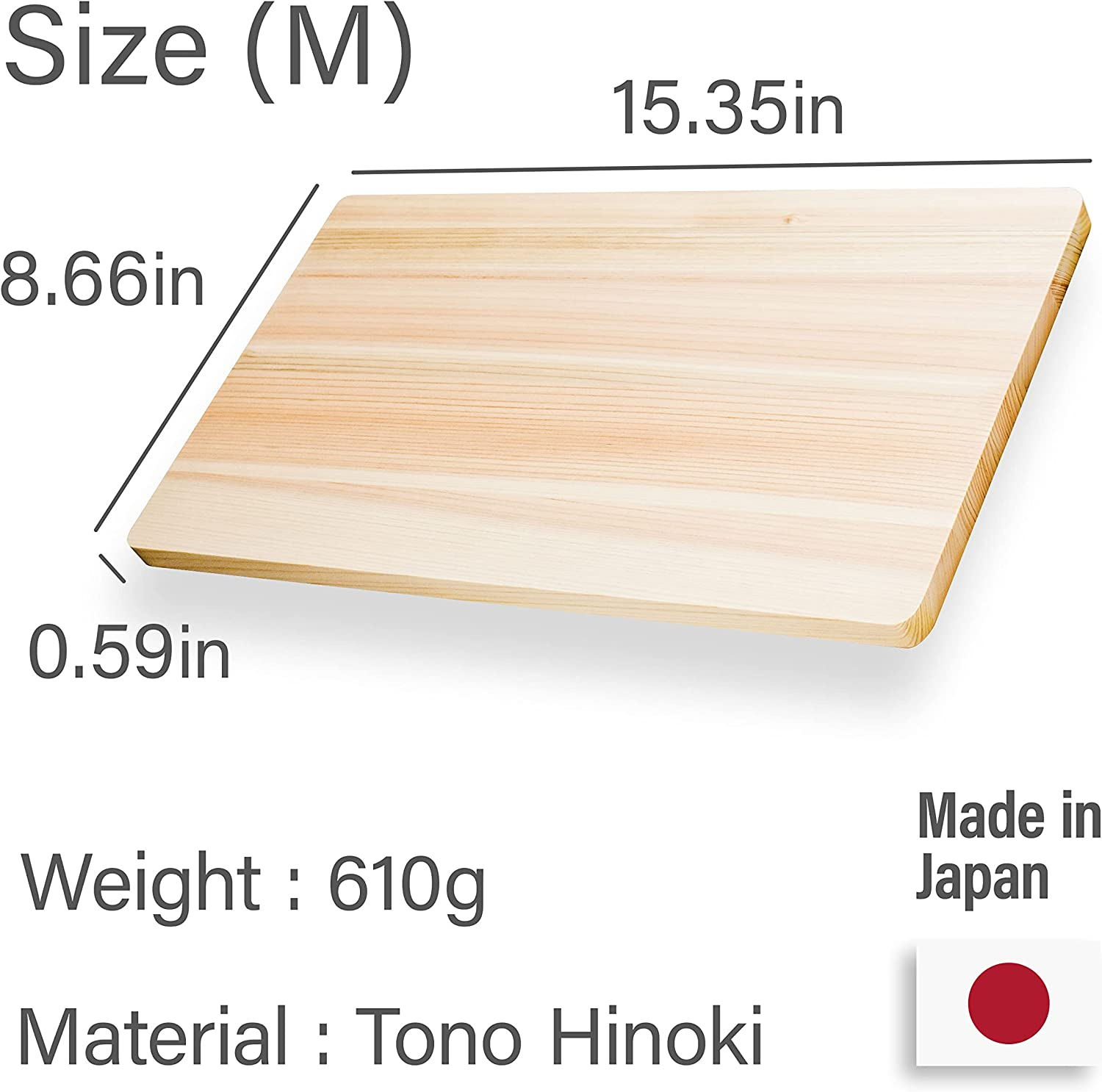 YAMASAN Kyoto UJI Japanese Hinoki Cutting Board - Medium- Natural Cypress Wood Cutting Board, Kitchen Chopping Board, High Durability, Made in Japan (15.35&times;8.66&times;0.59 Inch) (Medium) image number 4