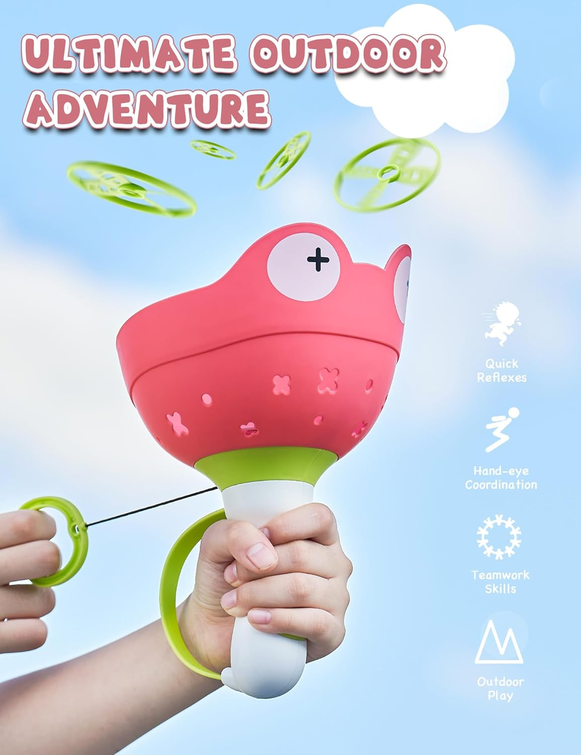 2-Pack Outdoor Toys for Kids Ages 3-12 Flying Disc Launcher Toys Backyard & outside Catching Games Fun & Safe Yard Toys with 20 Discs for Children'S Active Play image number 2