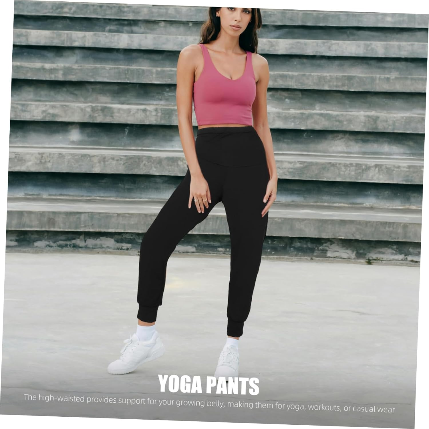 Maternity Workout Pants and Yoga Sports Maternity Leggings High Waisted Seamless Pregnancy Trousers for Women Comfortable Activewear Summer L Black L image number 5