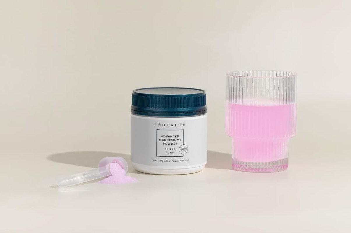 Jshealth Vitamins Advanced Magnesium+ Powder Formula | Raspberry Lemonade Flavour | Muscle Relaxation Supplement with Three Forms of Magnesium for Absorption | Magnesium Glycinate Dihydrate, Magnesium Citrate, Magnesium Amino Acid Chelate | Muscle Function Support | Energy Production Support | (270 G) image number 1