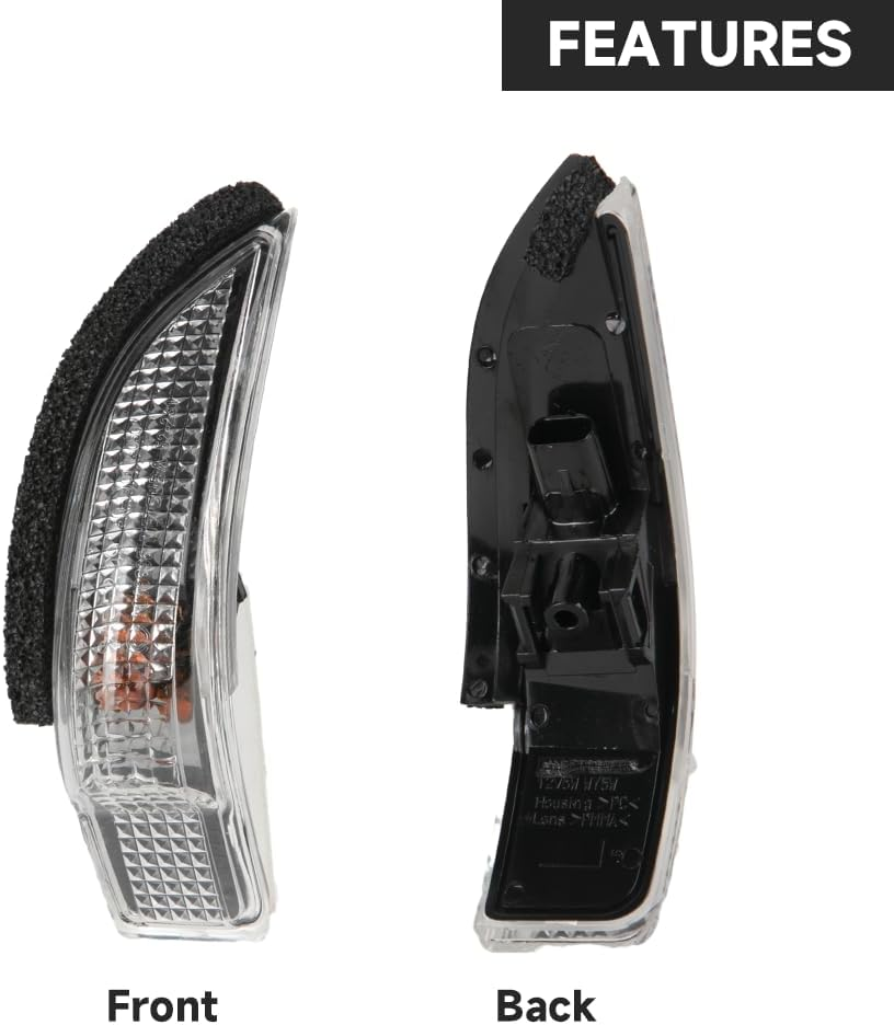Rear Left Right Mirror Signal Lamp Indicator Flashing Light - Compatible for Toyota Corolla 2014-2017 - Replace Part 81740-52050 Set of 2 image number 4