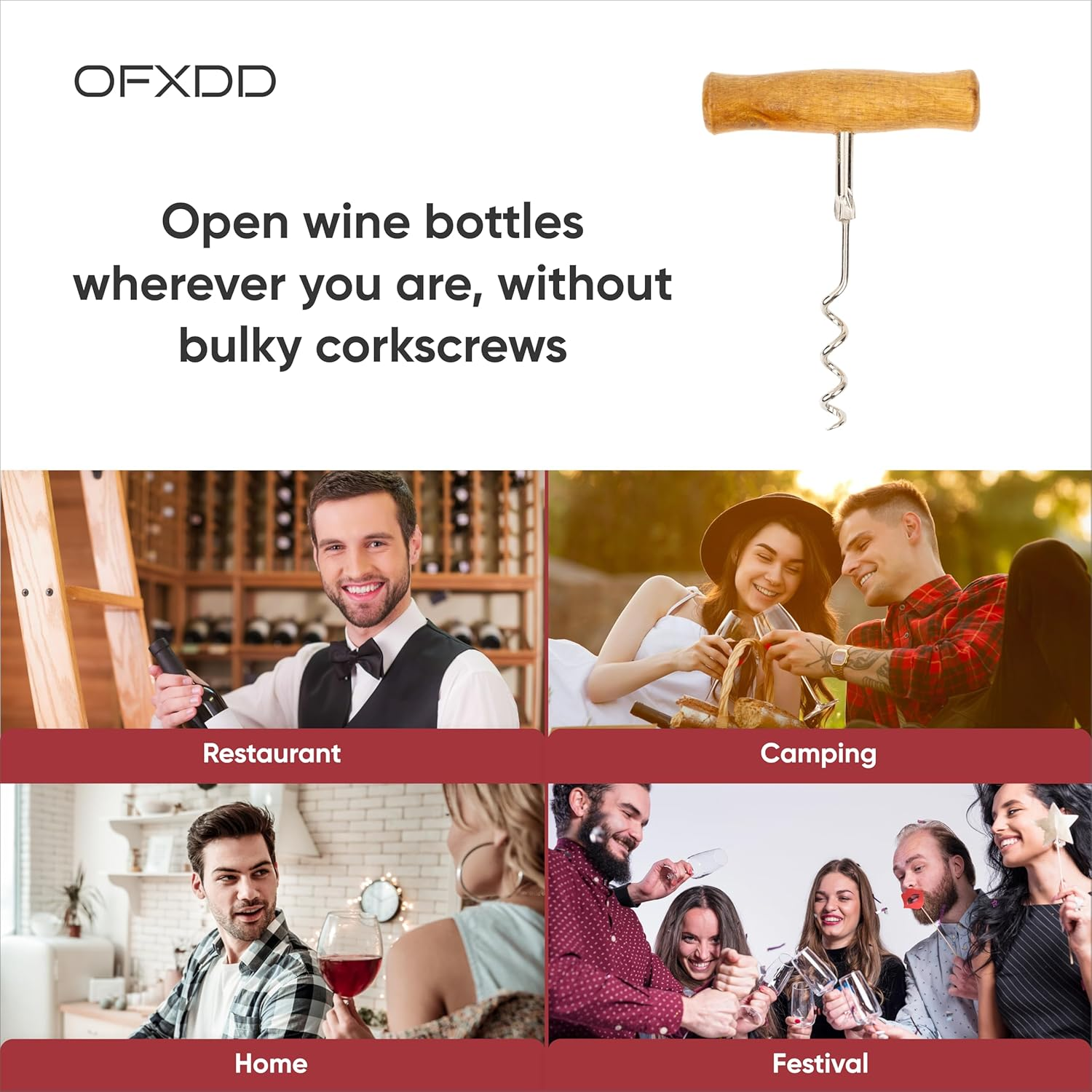 Heavy Duty Top Rated Cool Wooden Wing Corkscrew for Wine Bottle - Unique Luxury Girly Fun Wine Opener Accessories - Novelty Cork Remover for Bartenders image number 1