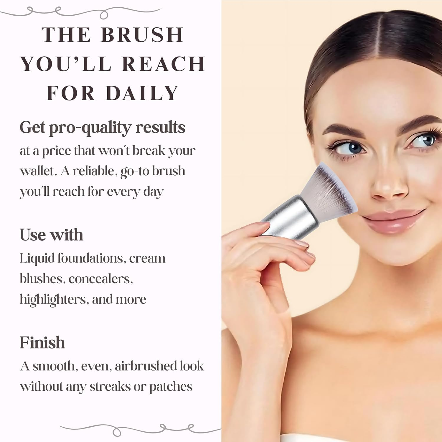 Kabuki Makeup Brush - Blender Brush for Powder, Cream, Liquid Foundation, Sunscreen, Blush Blending & Bronzer - Professional Make up Brush - Full Face Makeup Brush - Vegan & Cruelty Free image number 5