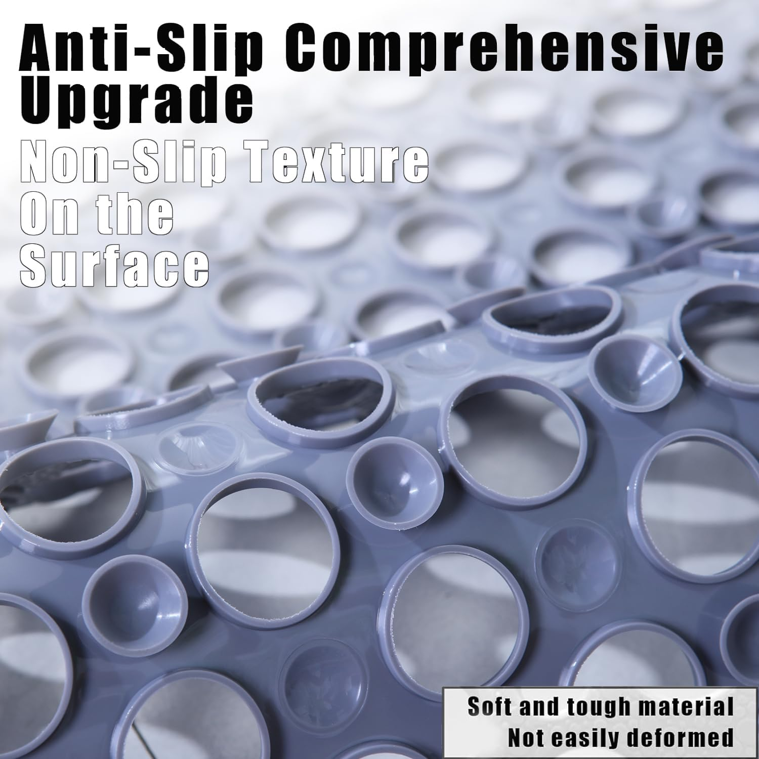 Mumoo Bear 75X43Cm Nonslip Bath Tub Shower Mat with Suction Cups, Extra Soft TPE Bath Mat for Kids, Bathtub Bathroom Mats, Machine Washable, Smooth/Non-Textured Tubs Only-Grey image number 2