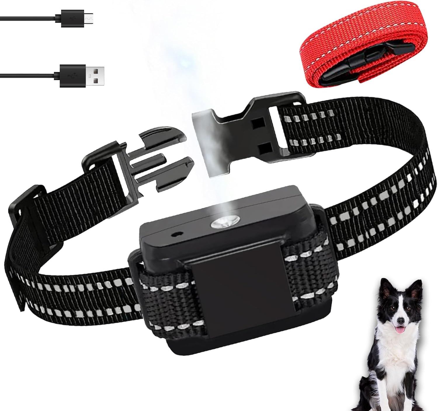 Anti Bark Collar,Citronella Dog Collar with 2 Straps,No Shock Humane Water Spray Dog Collar,Rechargeable Dog Training Collar with 2 Adjustable Spray & Sensitivity Level for Small Medium Large Dogs image number 4