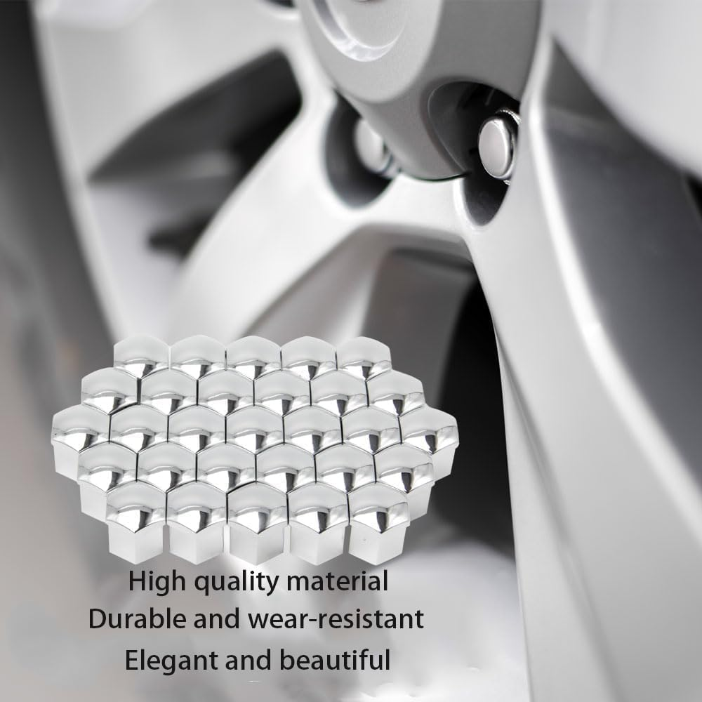 Sylbx Pack of 20 Wheel Bolt Caps, Wheel Nut Caps, Wheel Nut Caps, Wheel Nut Caps, Wheel Nut Covers, Wheel Nut Caps for Cars, 19 Mm, Chrome Wheel Bolt Caps