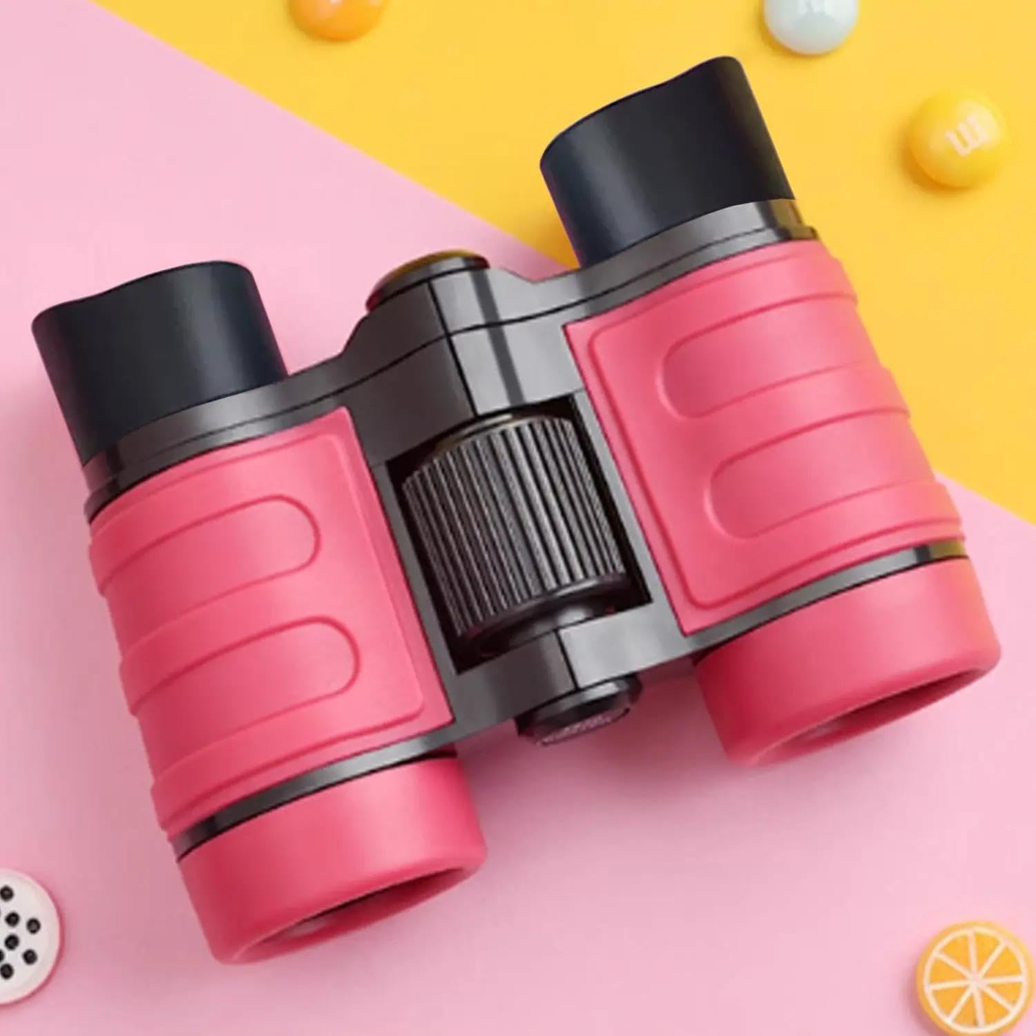 Kids Binoculars for Bird Watching, 4X30 Lightweight Adjustable Binocular for Children, Child Binoculars with Neck Strap, Shockproof Rubber Eyepieces - Boys & Girls (Pink) - Black image number 3