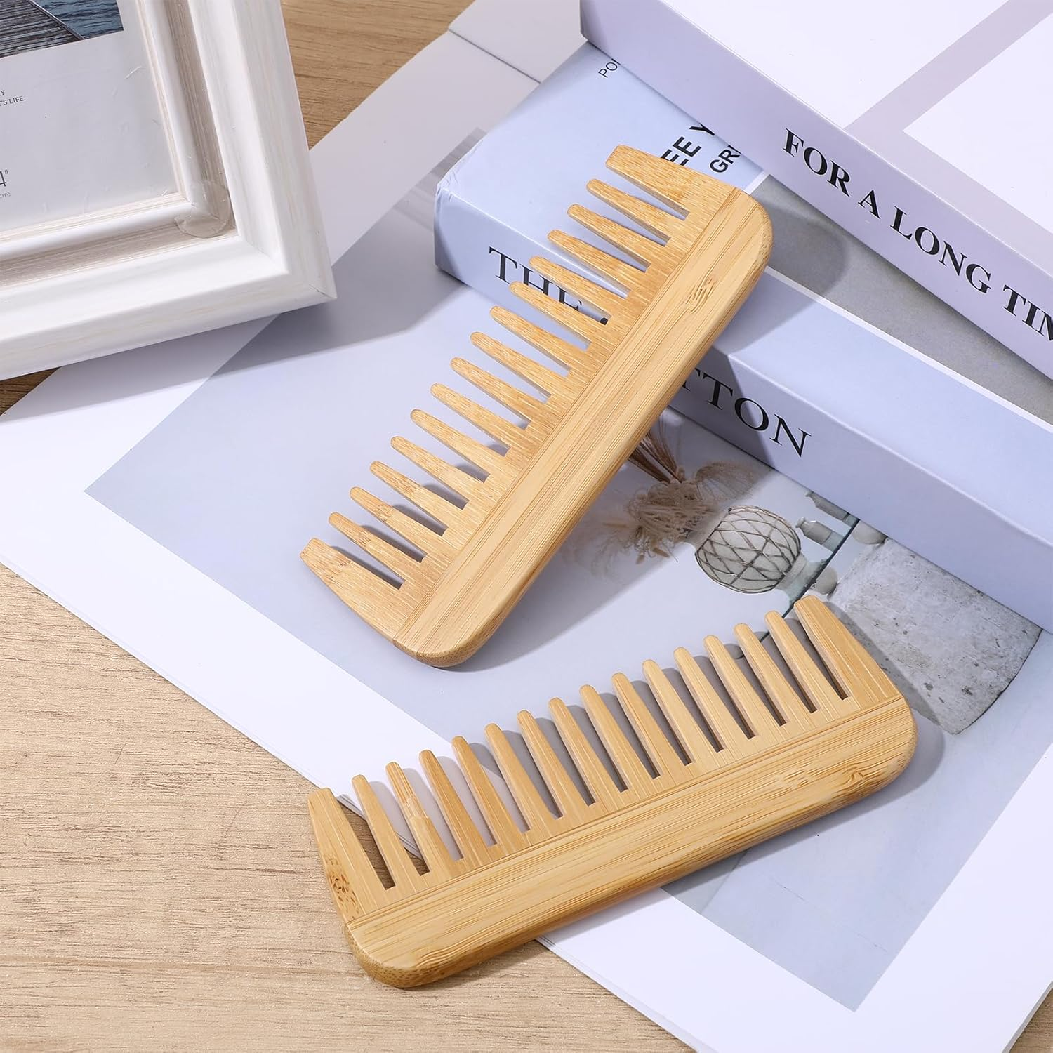 Mabor Pack of 2 Bamboo Hair Combs Men'S Antistatic Comb Men 14 Cm Comb Coarse Wide Teeth Combs for Men and Women image number 1
