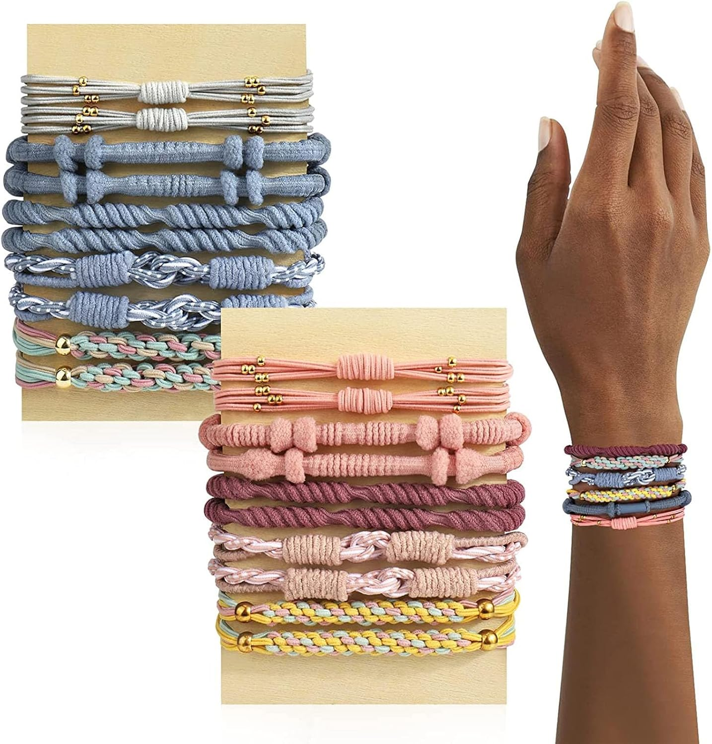 Boho Hair Tie Bracelets for Women 10 Pcs, Stylish & Comfortable Adjustable Wristbands for Thin/Thick Hair, Fashionable Ponytail Holder & Wrist Wrap Gift Set image number 2