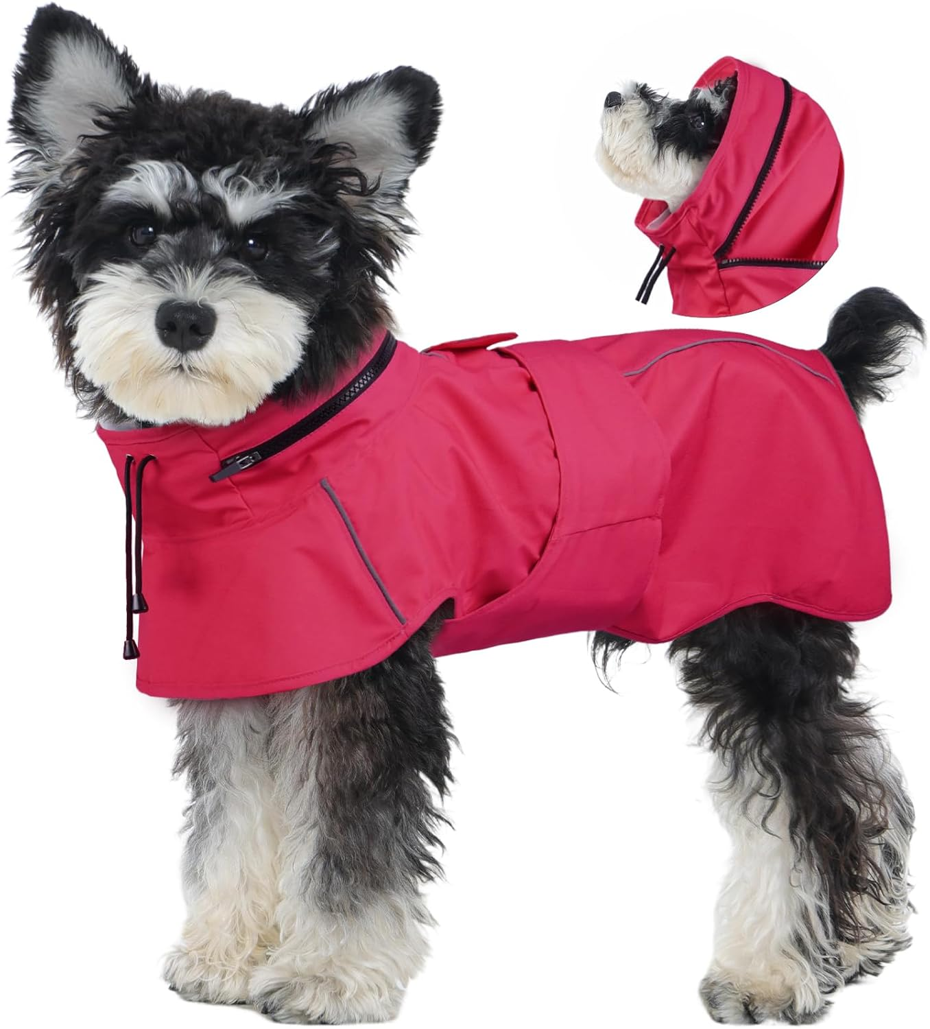 Iecoii Waterproof Dog Raincoat for Large Dogs, Adjustable Dog Rain Jacket with Leash Hole, Reflective Hooded Poncho Raincoats (Pink, 3XL) image number 6
