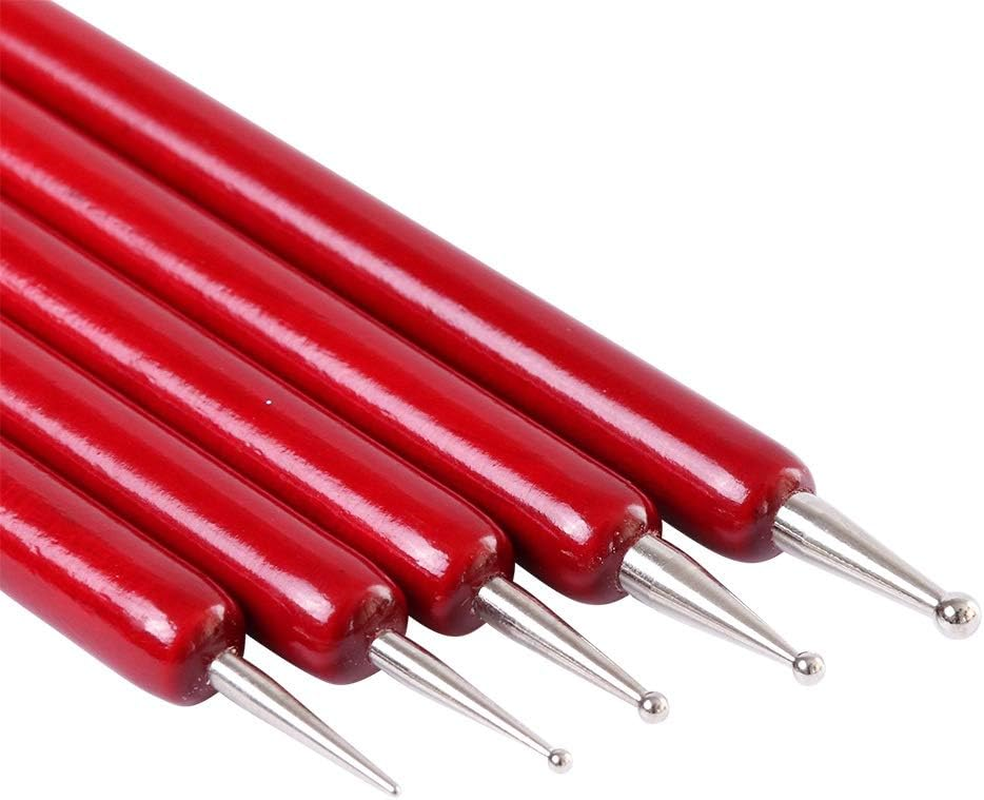 5Pcs 2 Ways Nail Art Sculpture Dotting Pen Nail Art Tool Silicone Dual-Ended Wooden Handle Brushe Nail Manicure Tool 14.7Cm Zhengpingpai image number 1