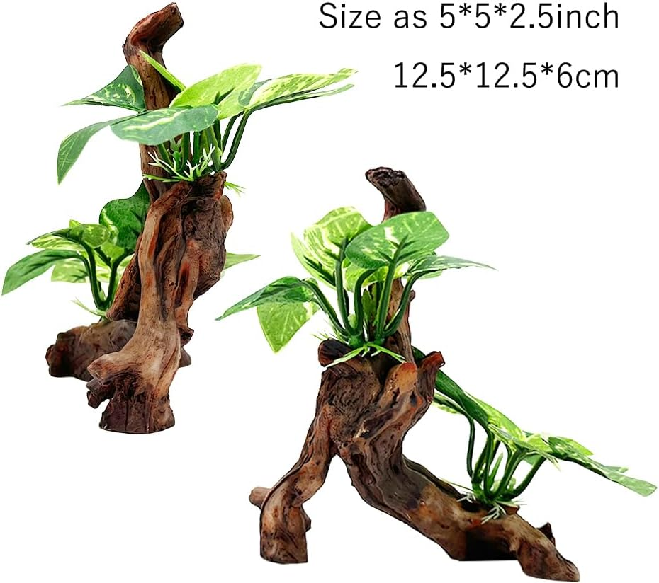Smoothedo-Pets Fish Tank Decor Aquarium Decorations 5Inch Ornaments Betta Silk Leaf Pad Hammock Artifical Driftwood Cave Goldfish Bowl Accessories (Type-C) image number 3