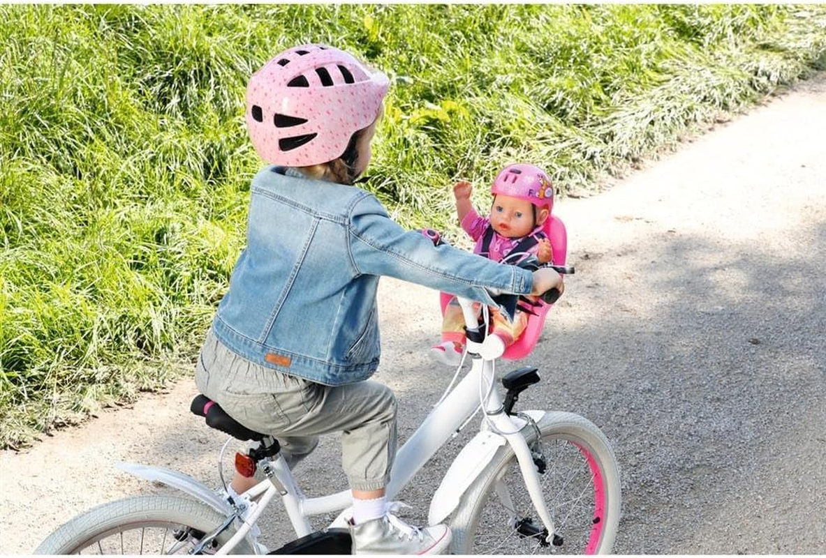 Zapf Creation 834329 Baby Born Bicycle Seat Doll Bicycle Seat for 36 Cm and 43 Cm Large Dolls with Velcro System for Handlebars of Many Children'S Bikes and 3-Point Harness, Pink image number 1