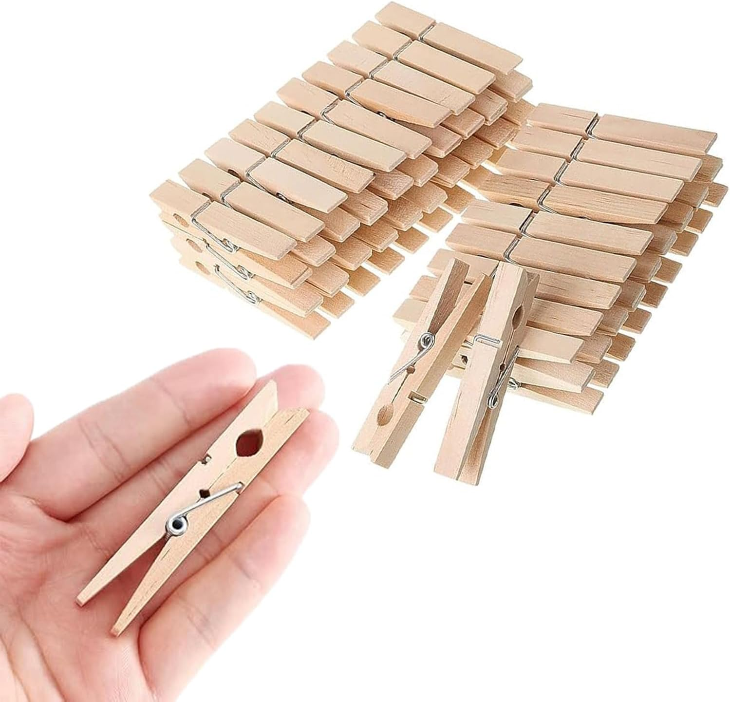 WEZCHUGHAOL 50Pcs Clothes Pins Wooden Duty Wood Clips for Hanging Clothes Pictures Outdoor Wood Pins for DIY Crafts image number 1