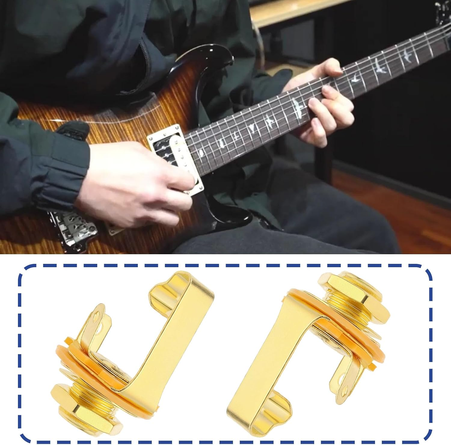 SING F LTD 2Pcs Guitar Input Jack 6.5Mm Jack Mono Panel Mount Receptacle 1/4 Inch Female Guitar Input Jack for Guitar Bass Speakers M9X0.75 Gold image number 6