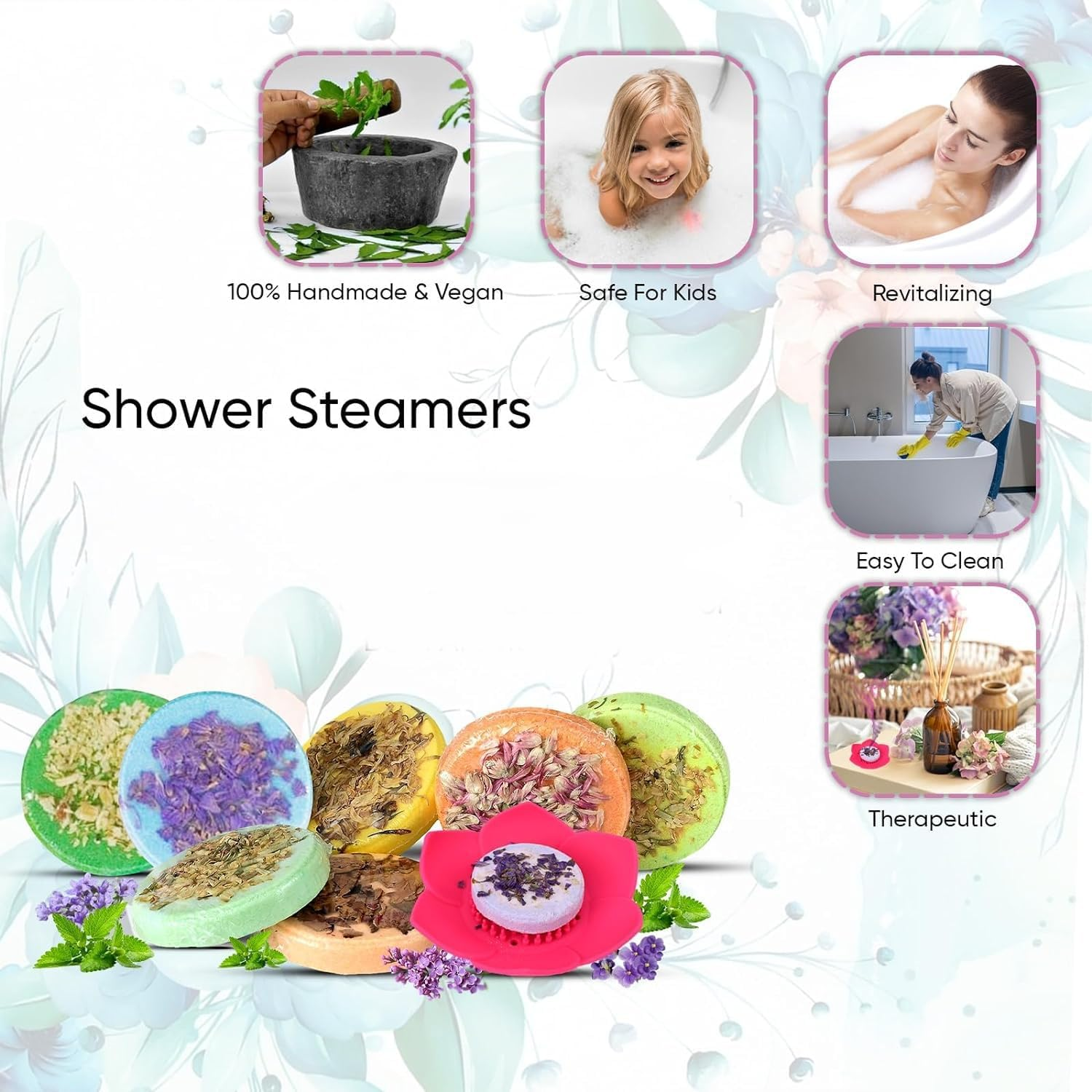10 Pcs Shower Steamers, Shower Bombs Aromatherapy Vapor Steam Tablets for Stress Relief, with Essential Oils for Relaxation, Best for Girls image number 3