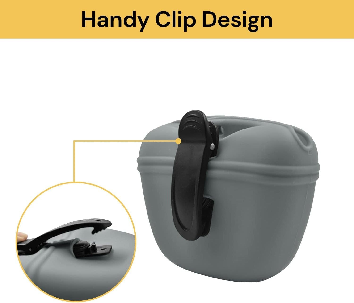 EZONEDEAL Silicone Dog Treat Pouch, Puppy Training Pouch, Clip on Portable Training Container, Small Training Bag-Portable Dog Treat Bag for Leash with Magnetic Closure Buckle Closing and Waist Clip (Grey) image number 3