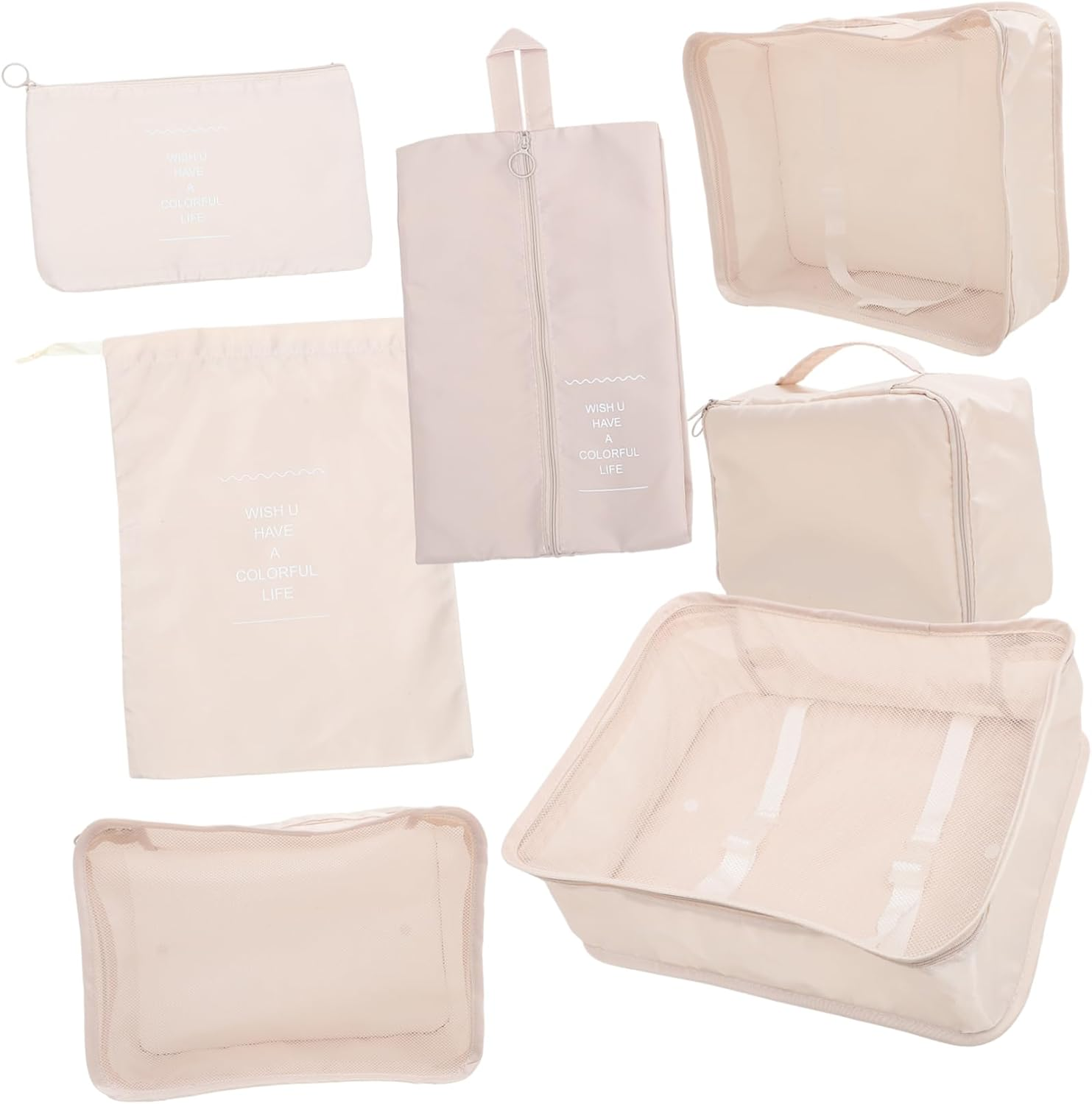 Minkissy 7Pcs Travel Essentials Organizer Packing Cubes Suitcase Organizer Bags Toiletry Bag Pouches for Camping Gym