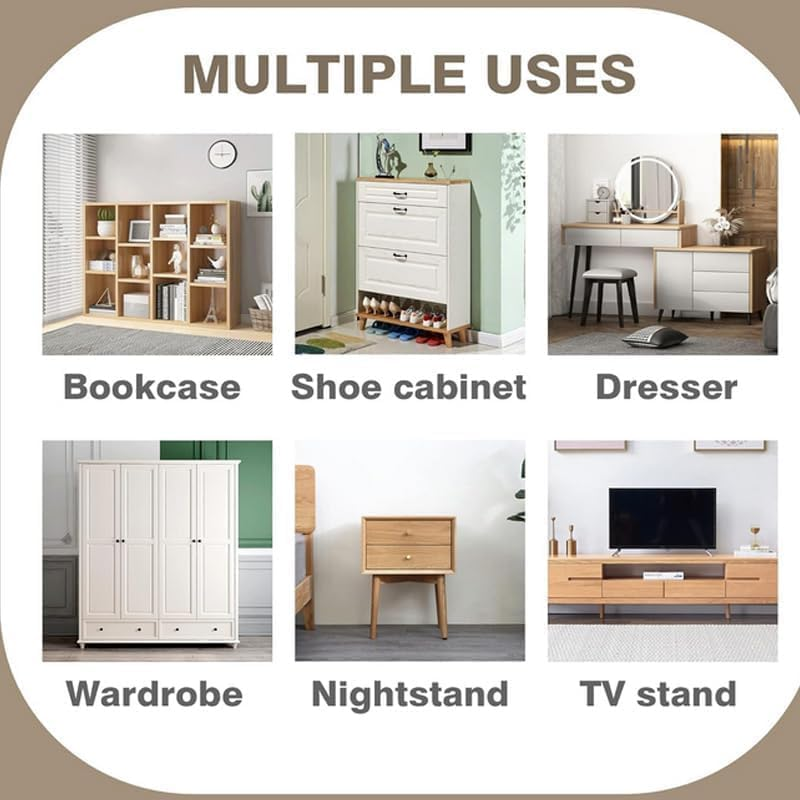 4PCS Furniture Anchors anti Tip Furniture Anchors for Baby Pet Proofing,Furniture Wall Anchor Furniture Dresser Bookshelf Falling Prevention Device for Children (Black-5" X 3") image number 6