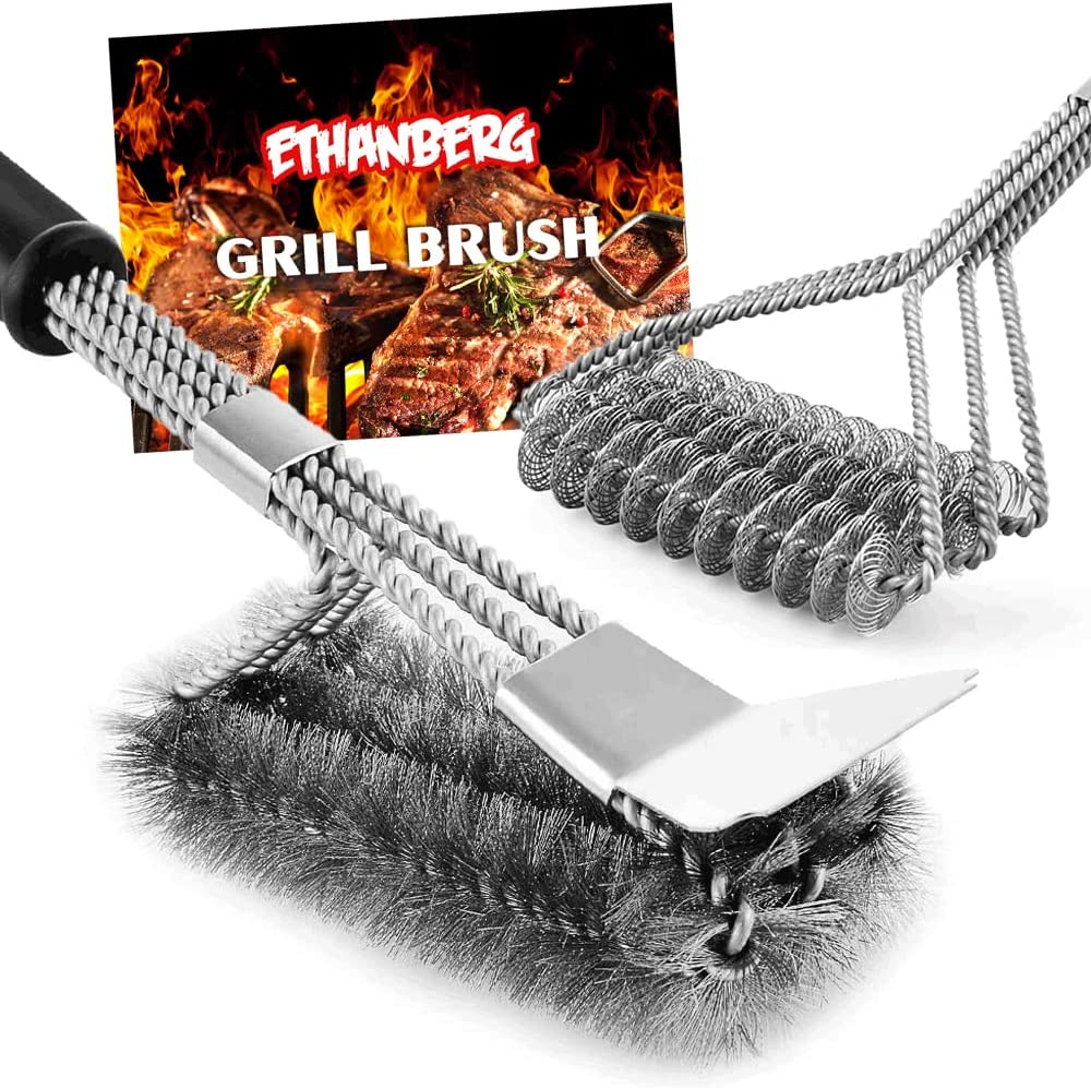 2 Pack BBQ Grill Brush, 18 Inch BBQ Accessories, BBQ Cleaning Brush Safe Bristle Free BBQ Brush,100% Rust-Proof Stainless Steel- BBQ Grill Cleaner for Gas, Charcoal, Smoker, Porcelain, Infrared Grill image number 5