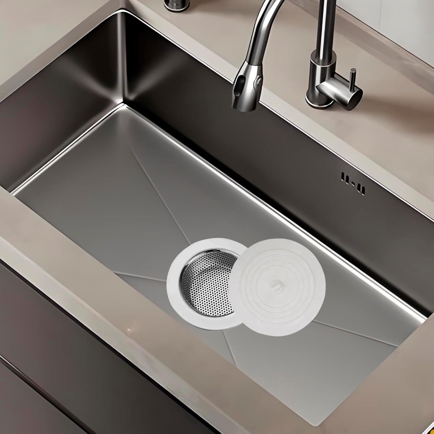 Meikurs Sink Strainer Stopper 4 Pack, Universal Silicone Sink Drain Plug Cover, Drain Water Stopper, 11CM Stainless Steel Sink Drain Strainer, Food Catcher for Kitchen Sink image number 6