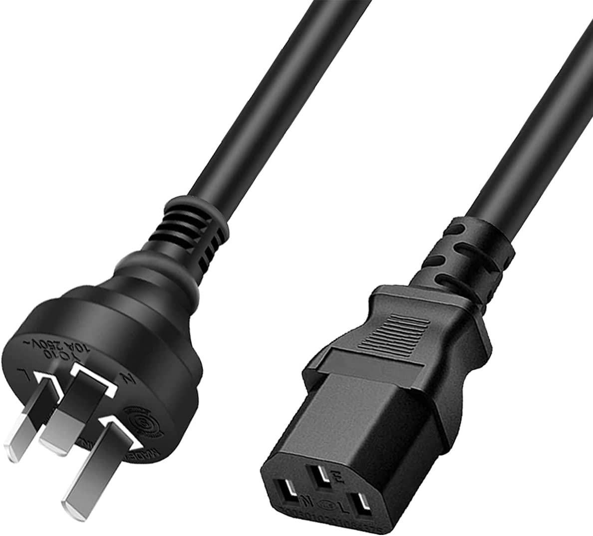 3 Prong Australia Plug 18 AWG Power Cord with with IEC 320 C13 Blade-Type Receptacles on the Female End,Standard Computer Pure Copper Extension Cable for Pcs, Monitors, Power Adapters...（1-M / 3.3FT image number 6