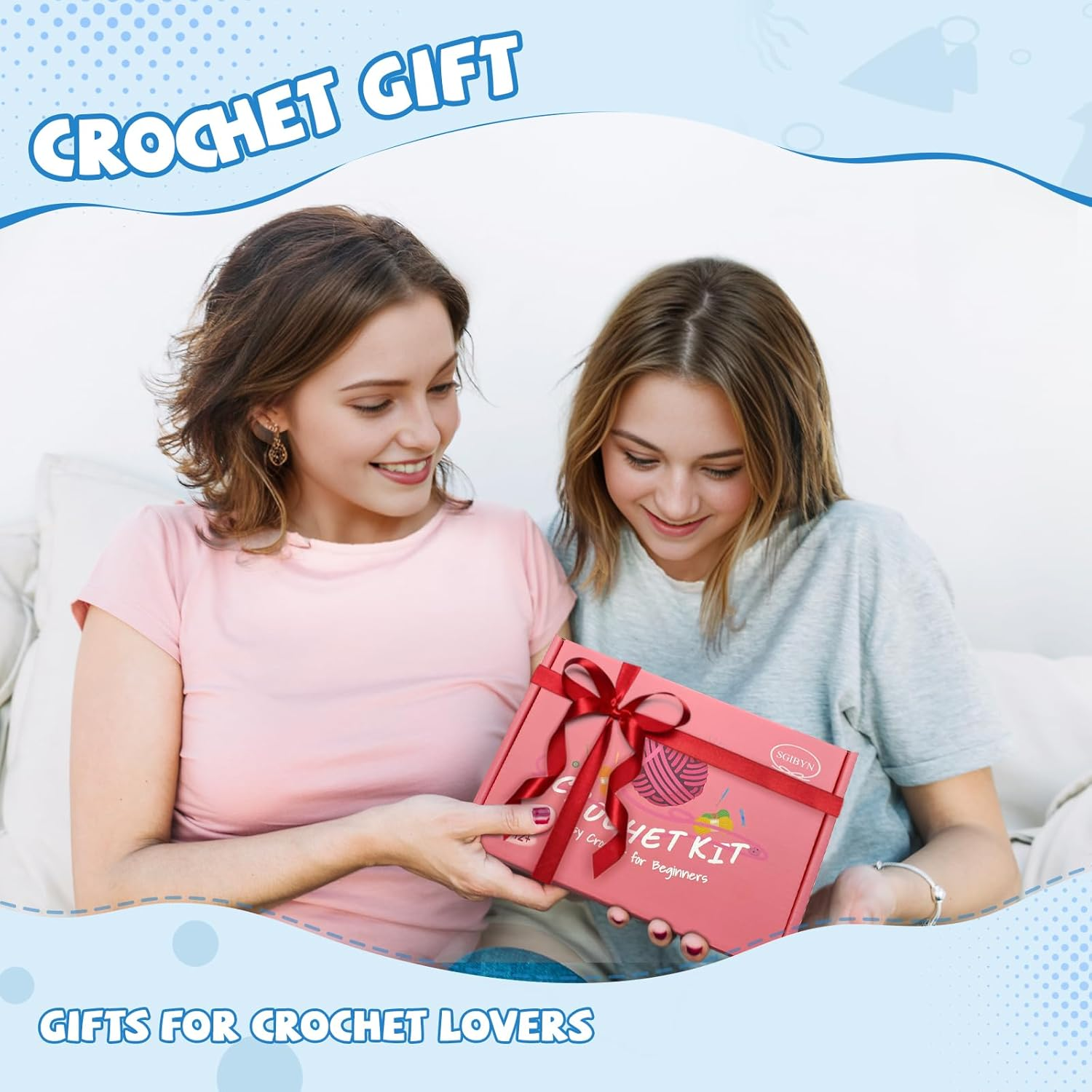 SGIBYN Crochet Kit for Beginners, 11.8 Inch Large Axolotl Amigurumi Crochet Kit with Step-By-Step Video Tutorials, Animal DIY Knitting Craft Kit for Women, Teens & Adults image number 1