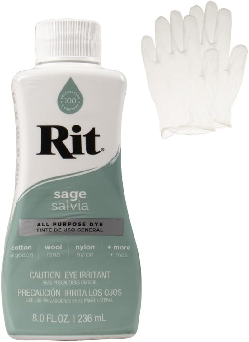 Rit Dye Liquid Fabric Dye for Crafting, Clothing, and Decor 8 Oz. Bottle Sage (Gloves Included) - Black image number 3