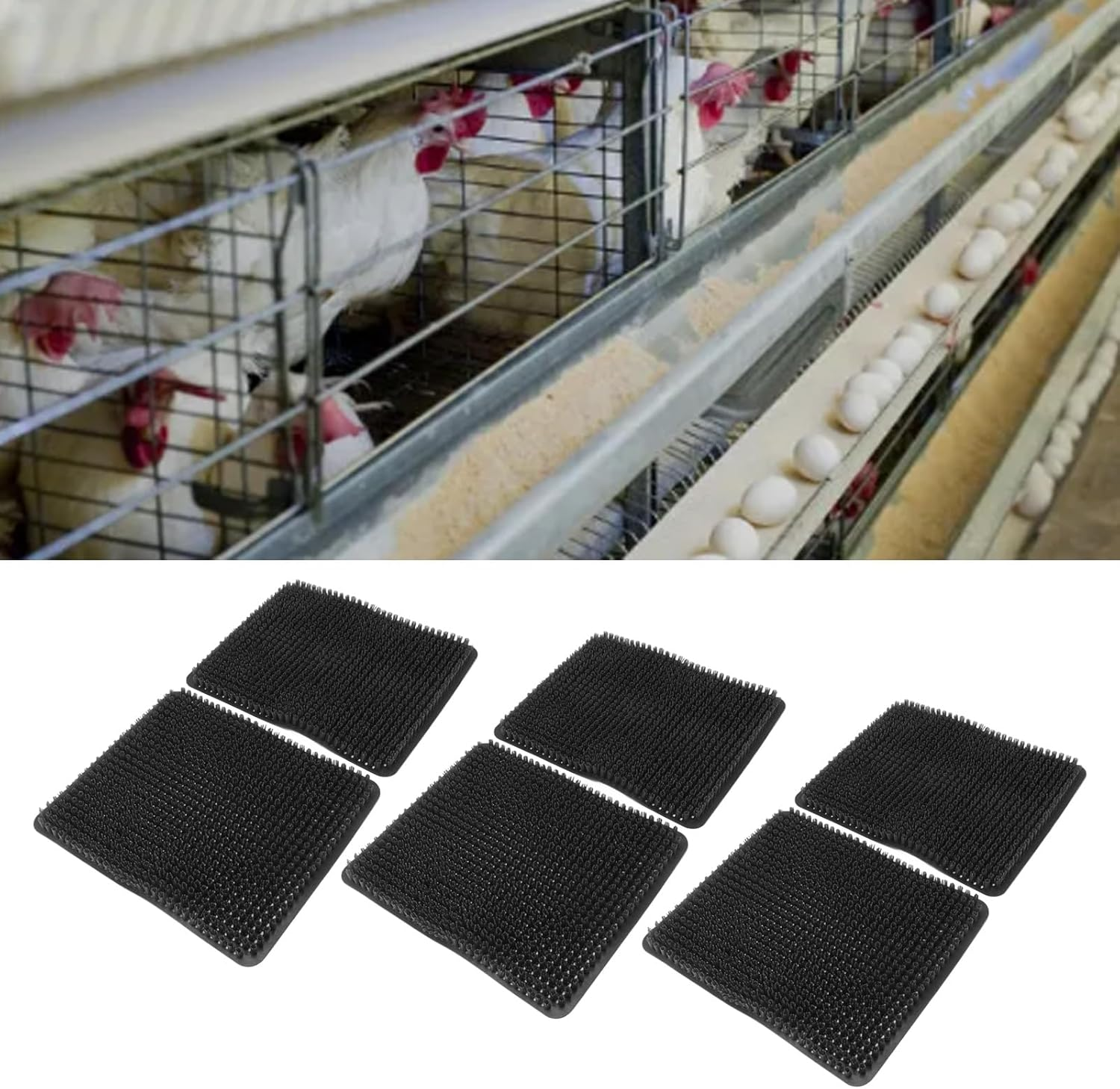 Chicken Nesting Pads, Reusable 6 Pcs PE Chicken Mat Scratch Resistant for Poultry Farming (Black) image number 5