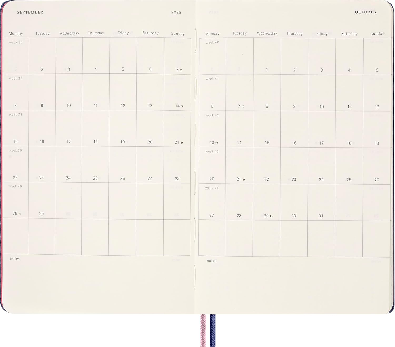 Moleskine Sakura 18 Monate Wochen Notizkalender 2025/2026, L/A5, 1 Wo = 1 Seite , Rechts Linierte Seite, Fester Einband, Liniert image number 5