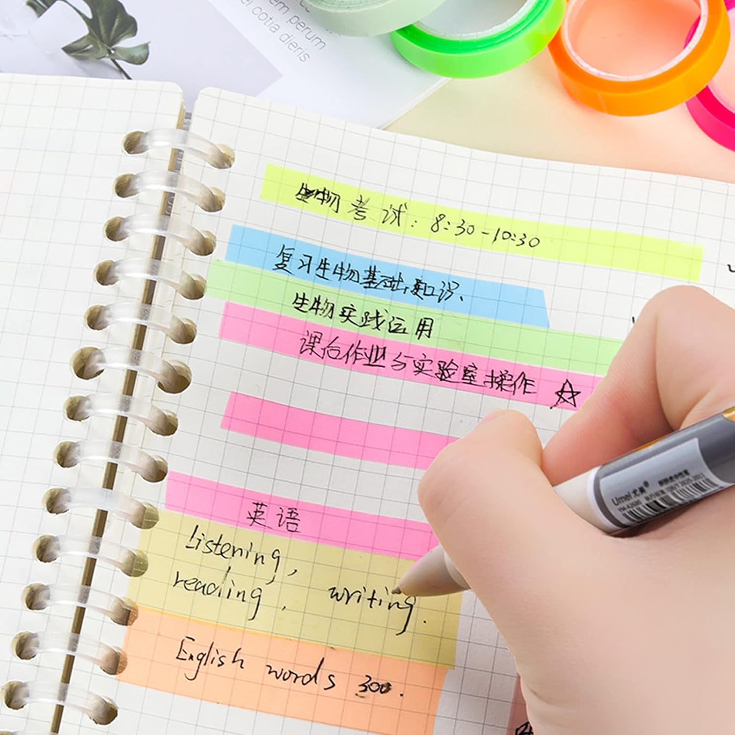 Transparent Highlighter Tapes Writable, Thin Sticky Tabs, Index Tabs, 5 Colors Annotation Tabs, Page Markers, Scores-Marks, Book Tabs, Marking Sticker for Office School Supplies (6Mm X 5M) image number 5