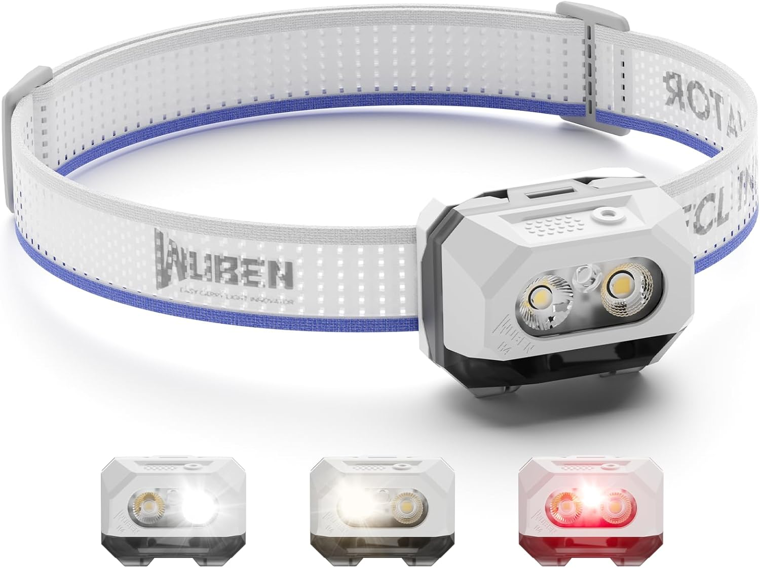 WUBEN H4 LED Head Torch Rechargeable, 800 Lumens Super Bright Headlamp, IP68 Waterproof Headlamp with Motion Sensor, Headtorch 10 Modes with Red Light, Headlight for Running, Camping Gear& Hiking Gear