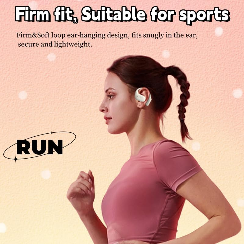 DUVOSS Open-Ear Headphones, True Wireless Earbuds with Microphone, Lightweight, Bluetooth 5.3 Headphones with IPX4 Waterproof, Headsets with Ear Hooks, Air Line Sports Earphones for Workouts Running image number 6