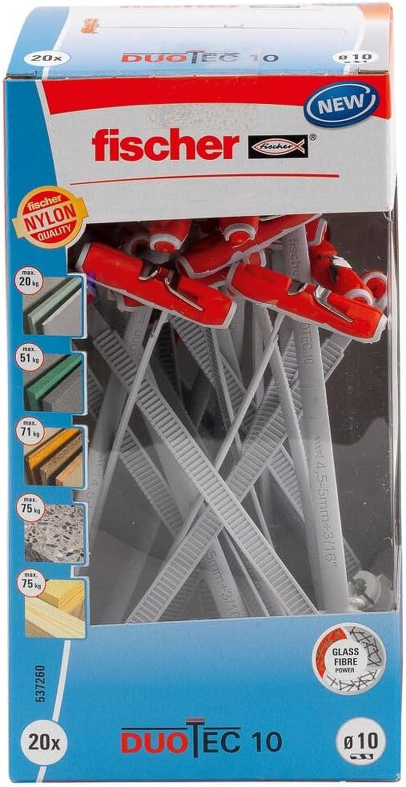 Fischer 537260 Cavity Fixing, Red/Grey, DUOTEC 10, Set of 20 Pieces image number 6