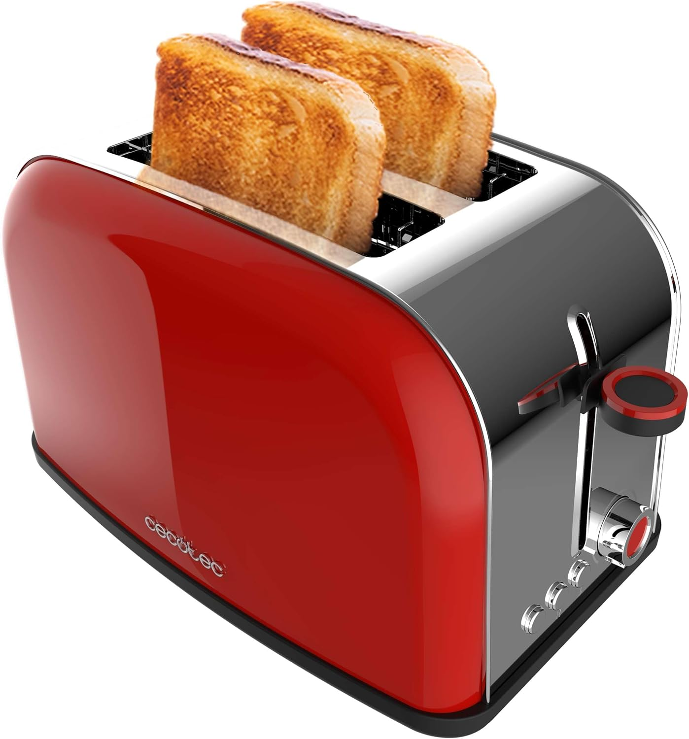 Cecotec Vertical Toaster Toastin' Time 850 Red Lite, 850W, Capacity for 2 Slices of Bread, Wide Slot, Stainless Steel, Preset Functions for Convenience, Customizable Toast Control image number 2