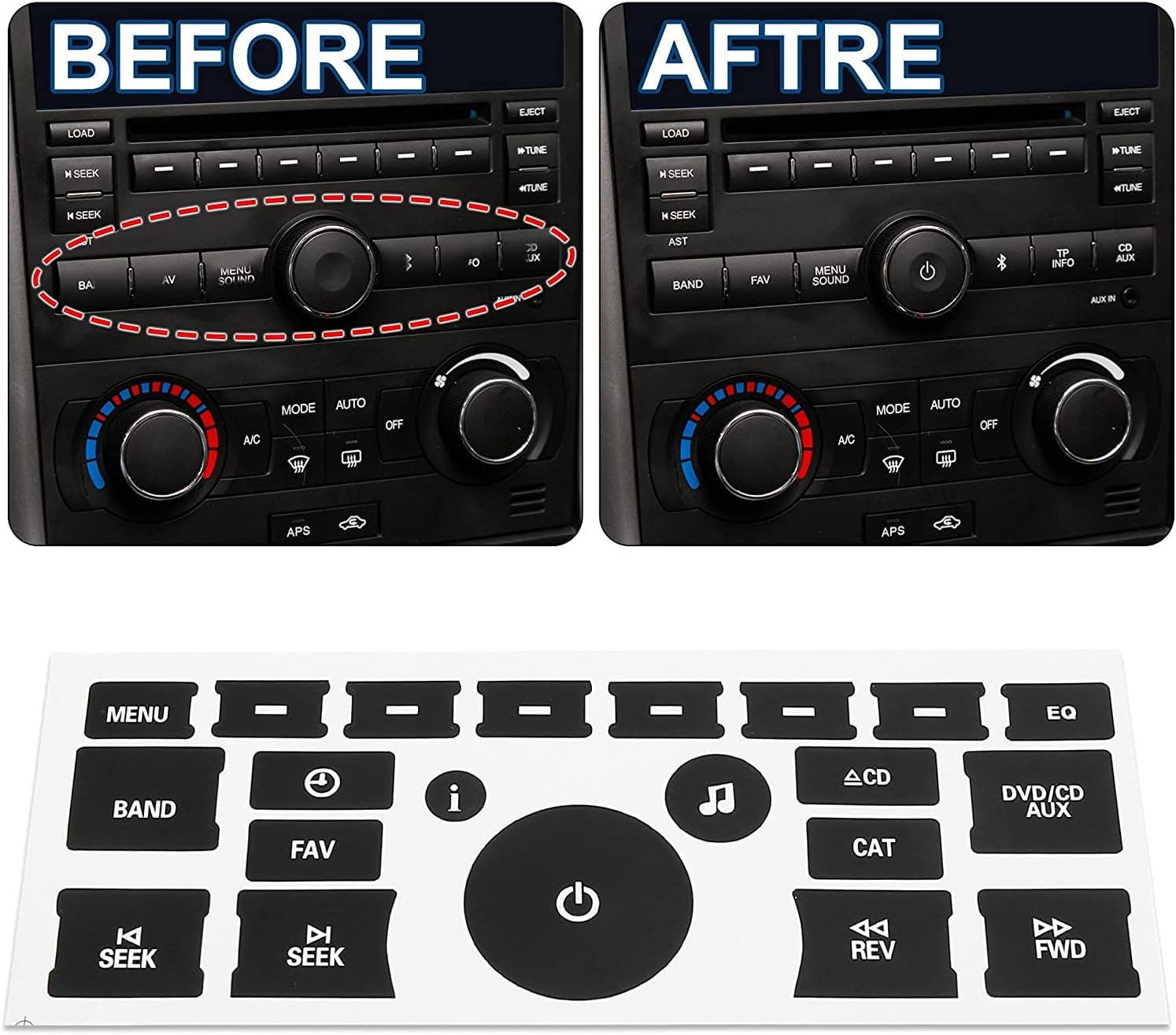 2Pcs AC Dash Button Decal + Radio Button Repair Kit Stickers, Decal Replacement for 2007-2015 GM Vehicles Car SUV Van Truck Chevy Accessories image number 5