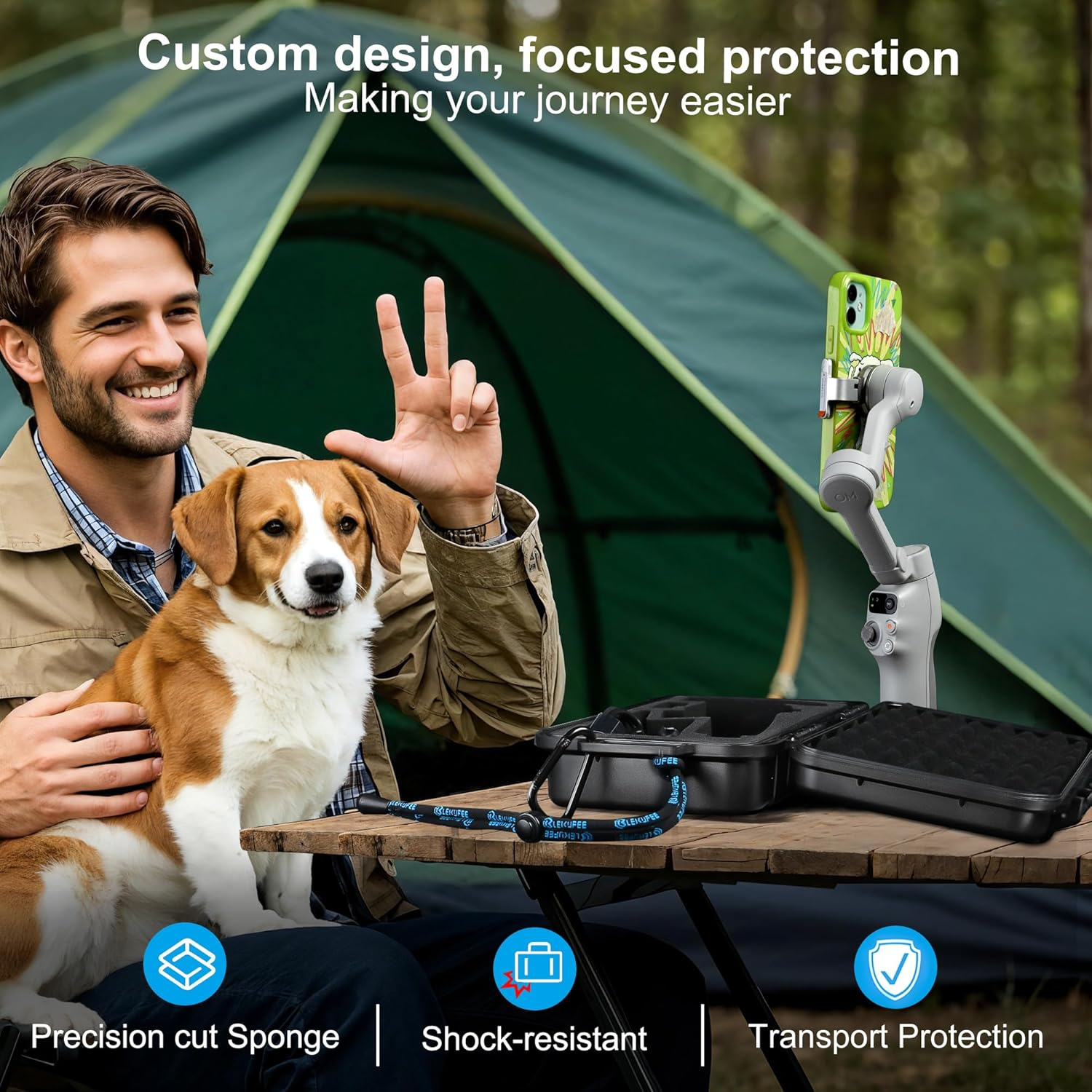 Lekufee Travel Waterproof Hard Case for DJI Osmo Mobile 8, Osmo Mobile 7P / 7 Gimbal Stabilizer and Accessories(Case & Bag Only) image number 4