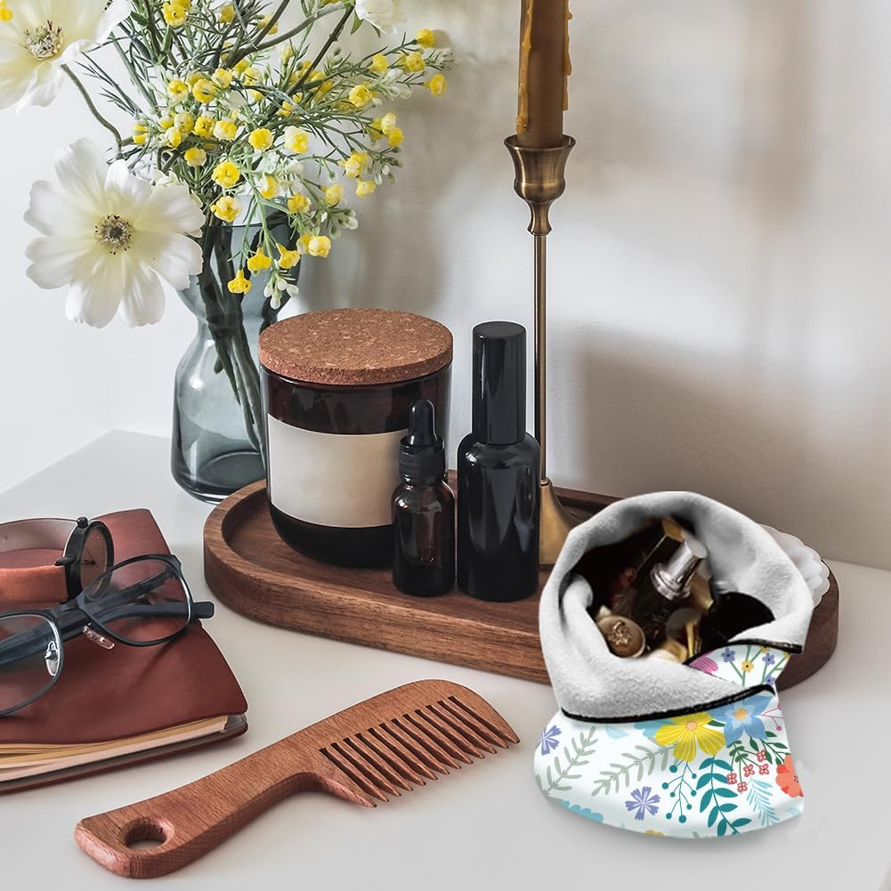 Doodlream 2 Sheets Travel Makeup Bags, Self-Adhesive Magic Cloth Wildflower Cosmetic Bag, Reusable Portable Lay Flat Cosmetic Pouch, Protective Wrap for Camera Lens Electronics (50Cm/35Cm)