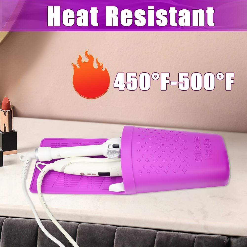 Zxbaers Hot Iron Holster, Silicone Hot Hair Tools Holder with Suction Cup, Hair Straightener Holder/Curling Iron Holder/Flat Iron Holder Hair Styling Tool Organizer